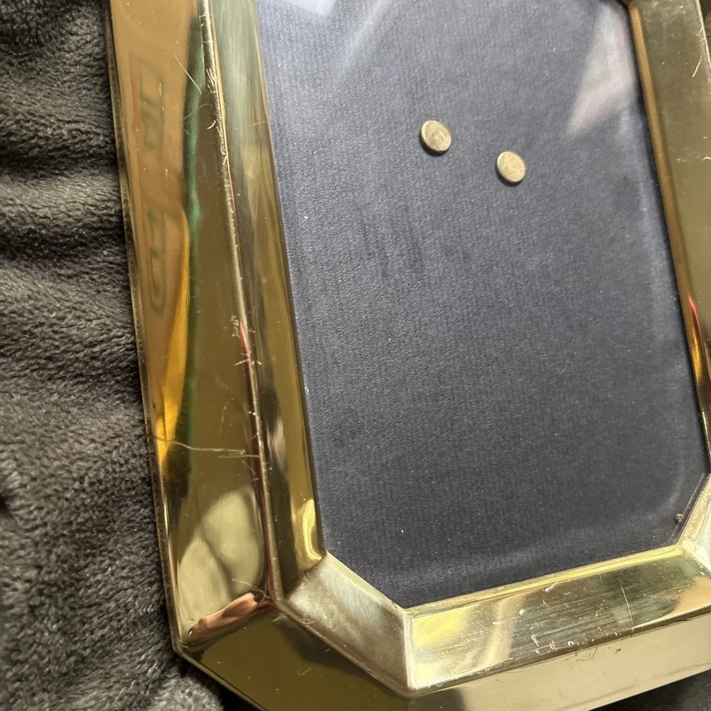 Vintage Mid-Century Modern Solid Brass Octagonal Picture Frame – Beveled Edge